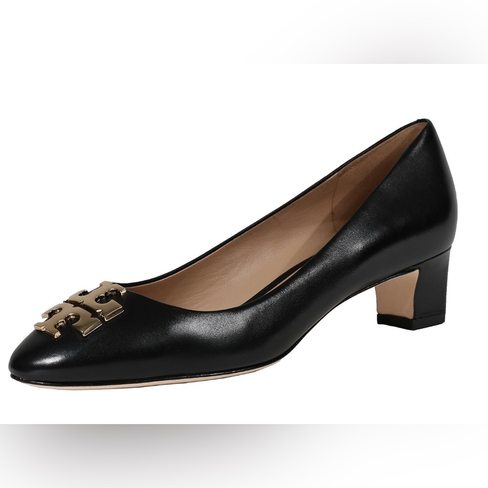 Tory Burch Raleigh 40mm Classic Pump Leather Gold Metal Logo - Used/Loved